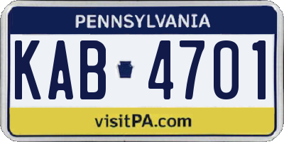 PA license plate KAB4701