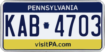 PA license plate KAB4703