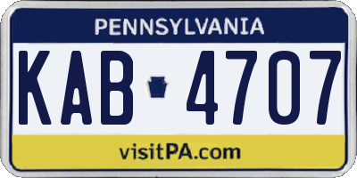 PA license plate KAB4707