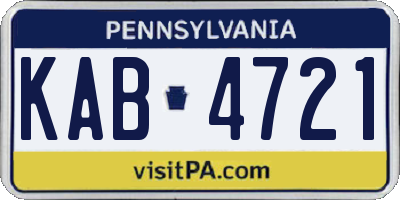 PA license plate KAB4721