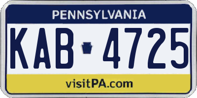 PA license plate KAB4725