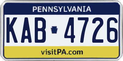 PA license plate KAB4726
