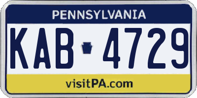 PA license plate KAB4729