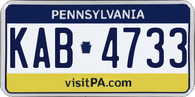 PA license plate KAB4733