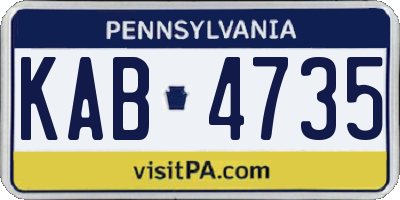 PA license plate KAB4735