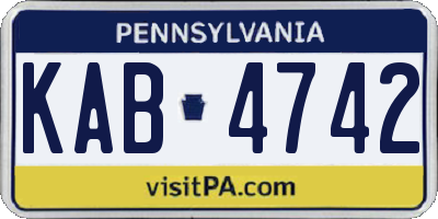 PA license plate KAB4742