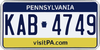 PA license plate KAB4749
