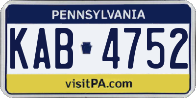 PA license plate KAB4752