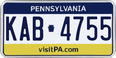 PA license plate KAB4755