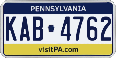 PA license plate KAB4762