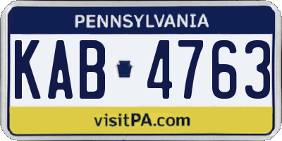 PA license plate KAB4763