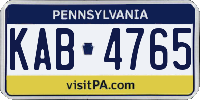 PA license plate KAB4765