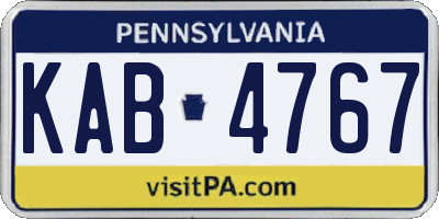 PA license plate KAB4767