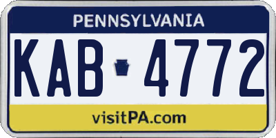 PA license plate KAB4772