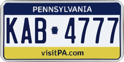 PA license plate KAB4777
