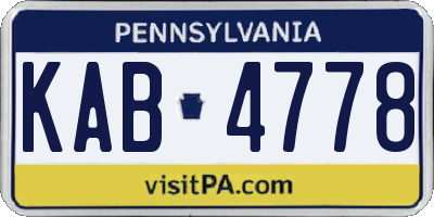 PA license plate KAB4778