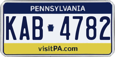 PA license plate KAB4782
