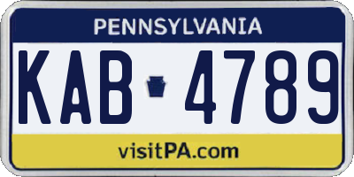 PA license plate KAB4789