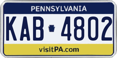PA license plate KAB4802