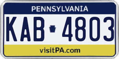 PA license plate KAB4803