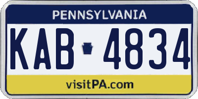 PA license plate KAB4834