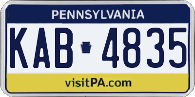 PA license plate KAB4835