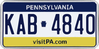 PA license plate KAB4840