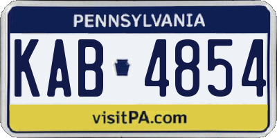 PA license plate KAB4854