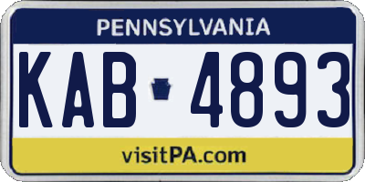 PA license plate KAB4893