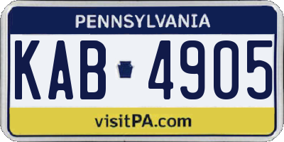 PA license plate KAB4905
