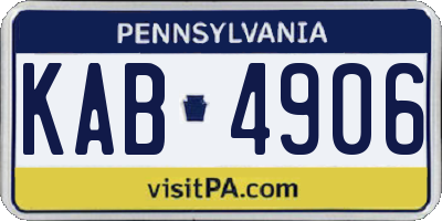 PA license plate KAB4906