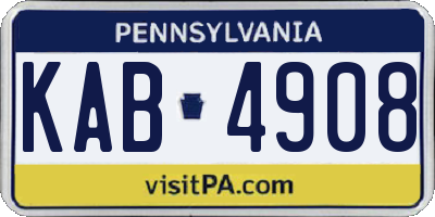 PA license plate KAB4908