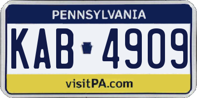 PA license plate KAB4909