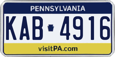 PA license plate KAB4916