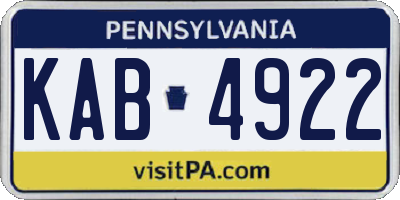 PA license plate KAB4922