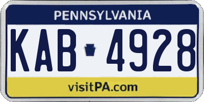 PA license plate KAB4928