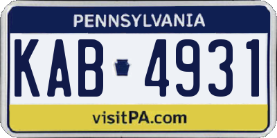 PA license plate KAB4931