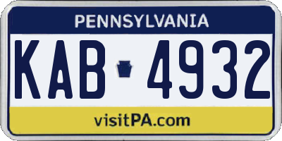 PA license plate KAB4932