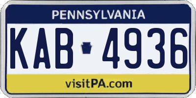 PA license plate KAB4936