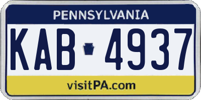 PA license plate KAB4937