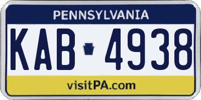 PA license plate KAB4938