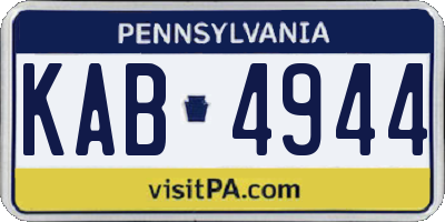 PA license plate KAB4944