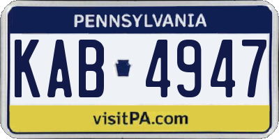 PA license plate KAB4947