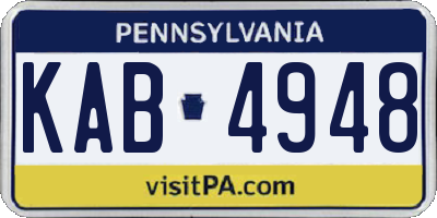 PA license plate KAB4948