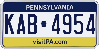 PA license plate KAB4954