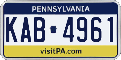PA license plate KAB4961