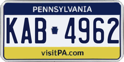 PA license plate KAB4962