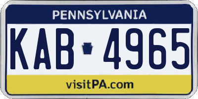 PA license plate KAB4965