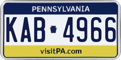 PA license plate KAB4966