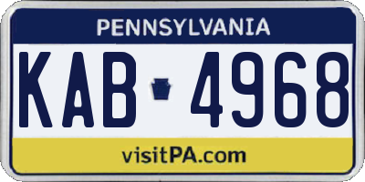 PA license plate KAB4968